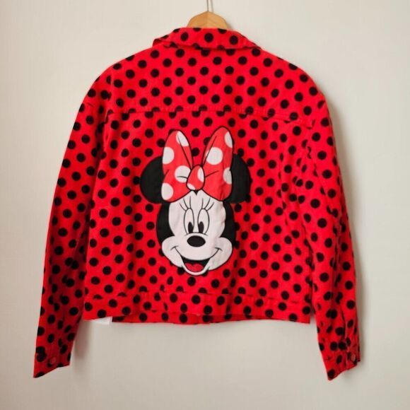 EUC LIKE NEW DISNEY RED/BLACK POLKA DOT MINNIE MOUSE LOOSE FITTING JACKET SIZE S - Picture 1 of 16